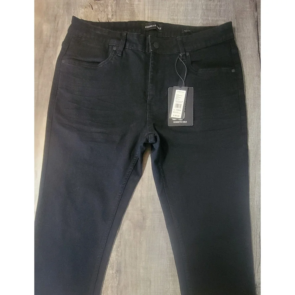 Kenneth Cole Mens Slim Fit Jeans 33x32 Watts Wash Black Stretch EU9D24BWTS32